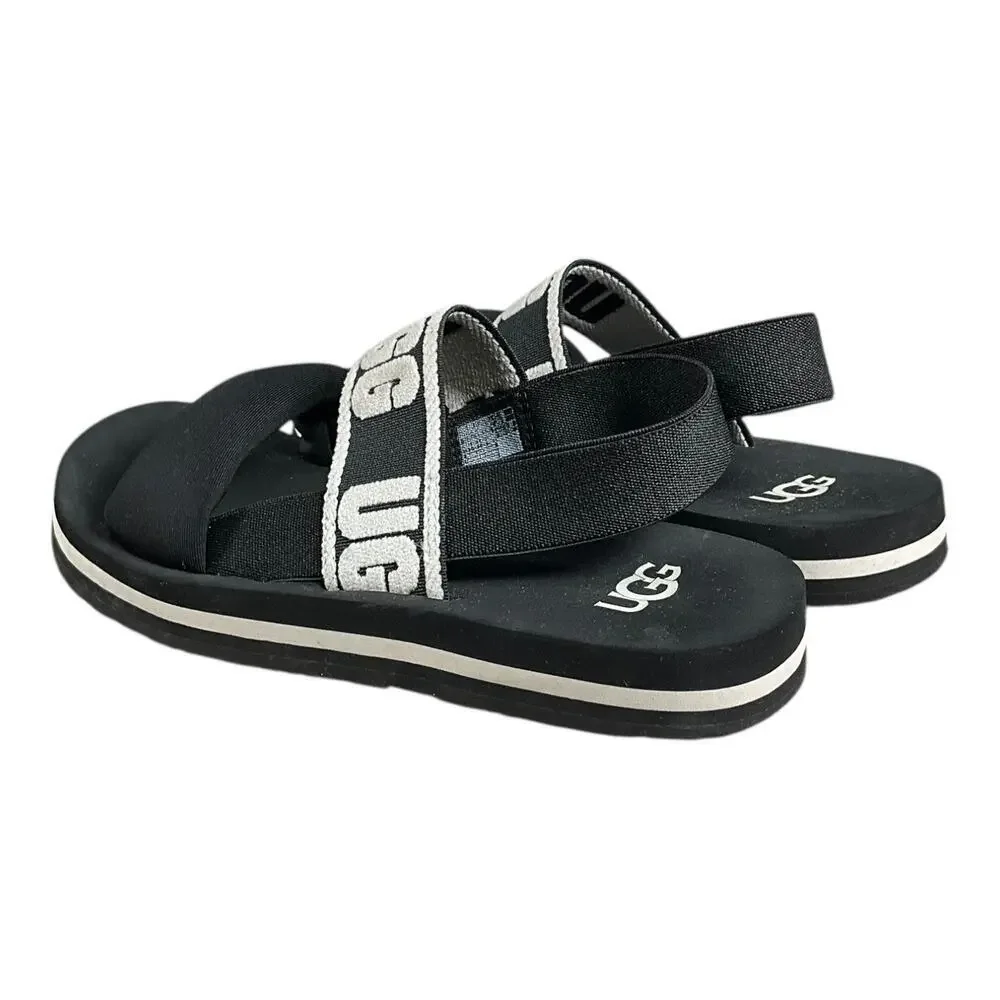 UGG Kids Kazuma Sling Sandals Size 13 Black & White Excellent Condition Summer